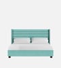 Caliya Velvet Upholstered Queen Size Bed in Aqua Blue Colour with Box Storage