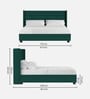 Caliya Velvet Upholstered Queen Size Bed in Pine Green Colour with Box Storage