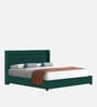 Caliya Velvet Upholstered Queen Size Bed in Pine Green Colour with Box Storage