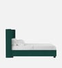 Caliya Velvet Upholstered Queen Size Bed in Pine Green Colour with Box Storage