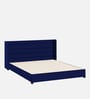 Caliya Velvet Upholstered Queen Size Bed in Imperial Blue Colour with Box Storage