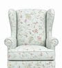 Calyra Teak Wood Wing Chair With Suede Fabric In Powder Blue Colour Calyra Teak Wood Wing Chair With Suede Fabric In Powder Blue Colour