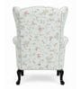 Calyra Teak Wood Wing Chair With Suede Fabric In Powder Blue Colour Calyra Teak Wood Wing Chair With Suede Fabric In Powder Blue Colour