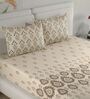 Camel Ethnic Print 180 TC Cotton King Bedhseet 2 pillow covers