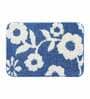 Blue Floral Polyester 28x20 Inches AntiSkid Bath Mat