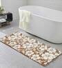 Brown Floral Polyester AntiSkid Bathmat