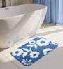 Blue Floral Polyester 28x20 Inches AntiSkid Bath Mat