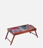 Camel Print Solid Wood Portable Table in Brown Colour