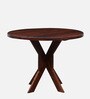 Camelot Solid Wood 4 Seater Round Compact Dining Table in Scratch Resistant Honey Oak Finish