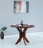 Camelot Solid Wood 4 Seater Round Compact Dining Table in Scratch Resistant Honey Oak Finish