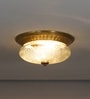 Cameron 2-Light Flush Mount Ceiling Light In Brass Finish With Amber Diamond Cut Glass