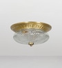 Cameron 2-Light Flush Mount Ceiling Light In Brass Finish With Amber Diamond Cut Glass