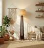 Camille Wooden Floor Lamp with Jute Shade & Brown Base