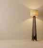 Camille Wooden Floor Lamp with Jute Shade & Brown Base