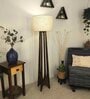 Camille Wooden Floor Lamp with Jute Shade & Brown Base
