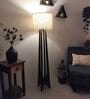 Camille Wooden Floor Lamp with Jute Shade & Brown Base