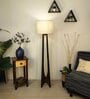 Camille Wooden Floor Lamp with Jute Shade & Brown Base
