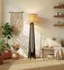Camille Wooden Floor Lamp with Jute Shade & Brown Base