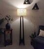 Camille Wooden Floor Lamp with Jute Shade & Brown Base