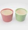 Camouflage Green And Rose Pink Ceramic Textured Planter, Set of 2