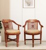 Canasto Teak Wood Arm Chairs Teak In Beige Finish