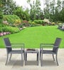 Canberra Wicker Table And Chair Set ( With 2 Chairs ) In Grey Finish