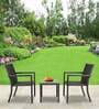 Canberra Wicker Table And Chair Set ( With 2 Chairs ) In black Finish