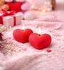 Red Heart Shape Valentine Candle Set Of 2