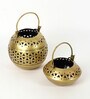 Set Of 2 Gold Metal Diwali Decoration Tea Light Holder