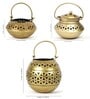 Set Of 3 Gold Metal Diwali Decoration Tea Light Holder