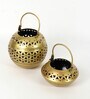 Set Of 2 Gold Metal Diwali Decoration Tea Light Holder