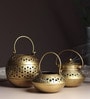 Set Of 3 Gold Metal Diwali Decoration Tea Light Holder