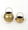 Set Of 2 Gold Metal Diwali Decoration Tea Light Holder
