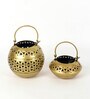 Set Of 2 Gold Metal Diwali Decoration Tea Light Holder
