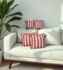 Green Striped Striped Cotton Ruffle 18x18 inches Cushion Covers Set of 4