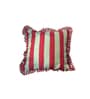 Green Striped Striped Cotton Ruffle 18x18 inches Cushion Cover