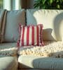 Green Striped Striped Cotton Ruffle 18x18 inches Cushion Cover