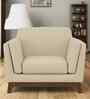 Candy Fabric 1 Seater Sofa in Cotton Beigen Color