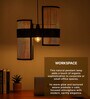 Cane & Bamboo Abstract Hanging Light (Brown,L47xW21xH39 Cm)