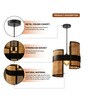 Cane & Bamboo Abstract Hanging Light (Brown,L47xW21xH39 Cm)