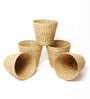 Set Of 5 Beige Seagrass Handwoven Multipurpose Planter & Storage Basket