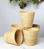 Set Of 5 Beige Seagrass Handwoven Multipurpose Planter & Storage Basket