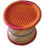 Ethnic Wicker Seating Stool in Red Colour