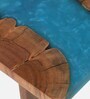 Epoxy Solid Wood End Table In Blue Resin Finish