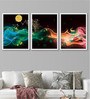 Canvas Framed Dark Set Of 3 Art Panels
