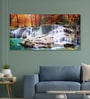 Canvas Framed Autumn Cascade Nature's Vibrant Symphony Wall Painting(12X24 Inch)