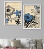 Canvas Framed Blue & Grey Floral Set Of 2 Art Print