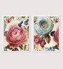 Canvas Framed Blue & Pink Rose Set Of 2 Art Print