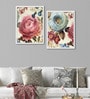 Canvas Framed Blue & Pink Rose Set Of 2 Art Print