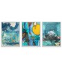 Canvas Framed Blue Nature Set Of 3 Art Panels